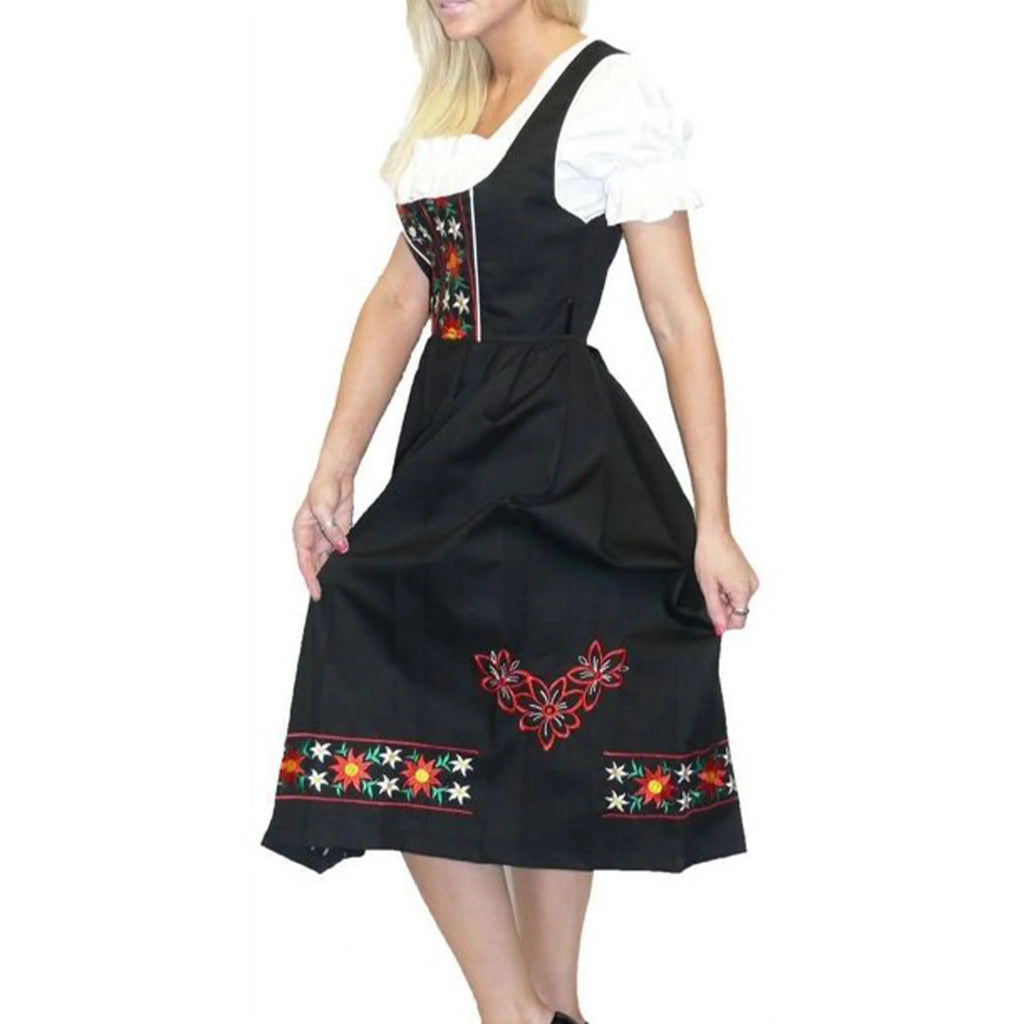 Black Cotton 3 Piece Dirndl Dress J7511