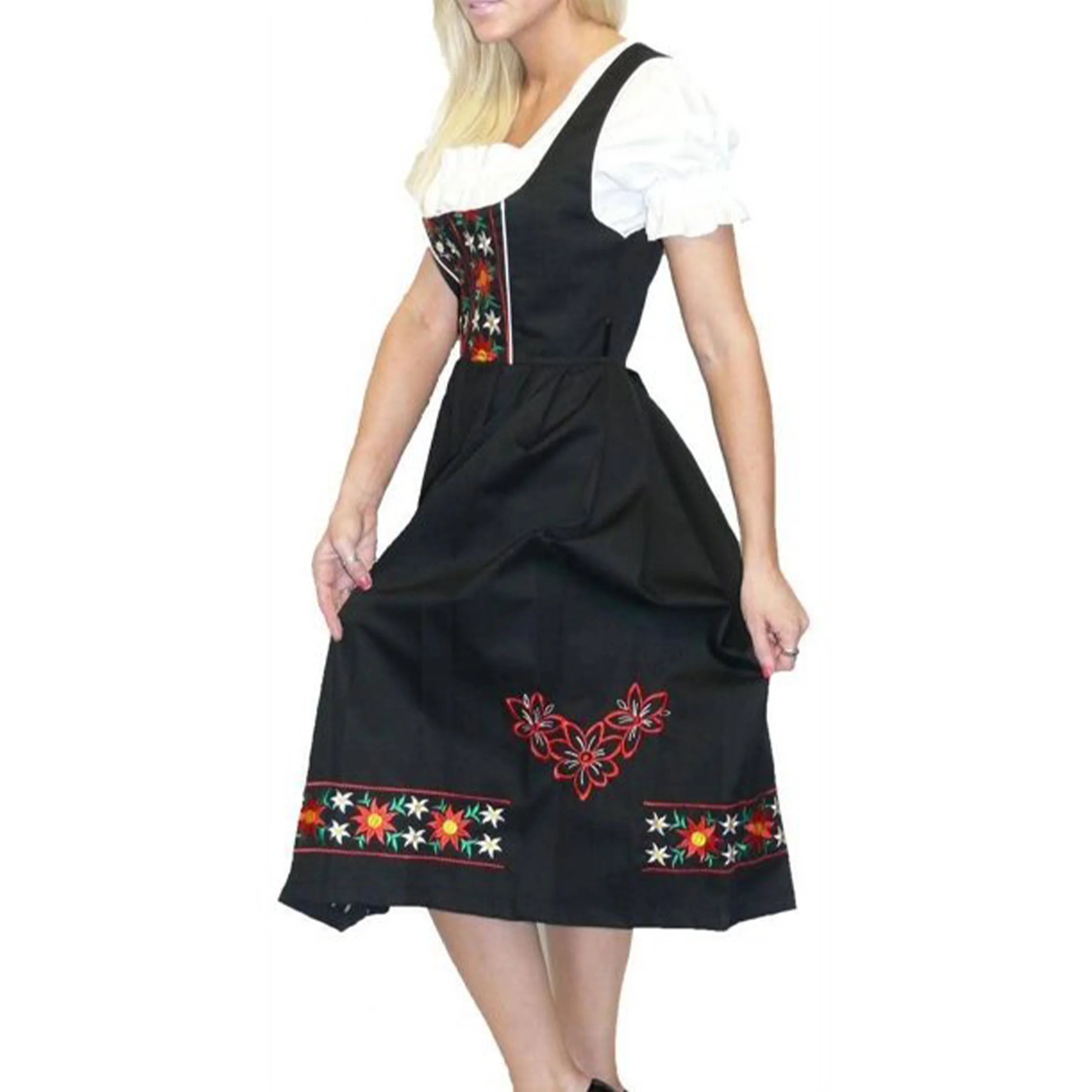 Black Cotton 3 Piece Dirndl Dress J7511