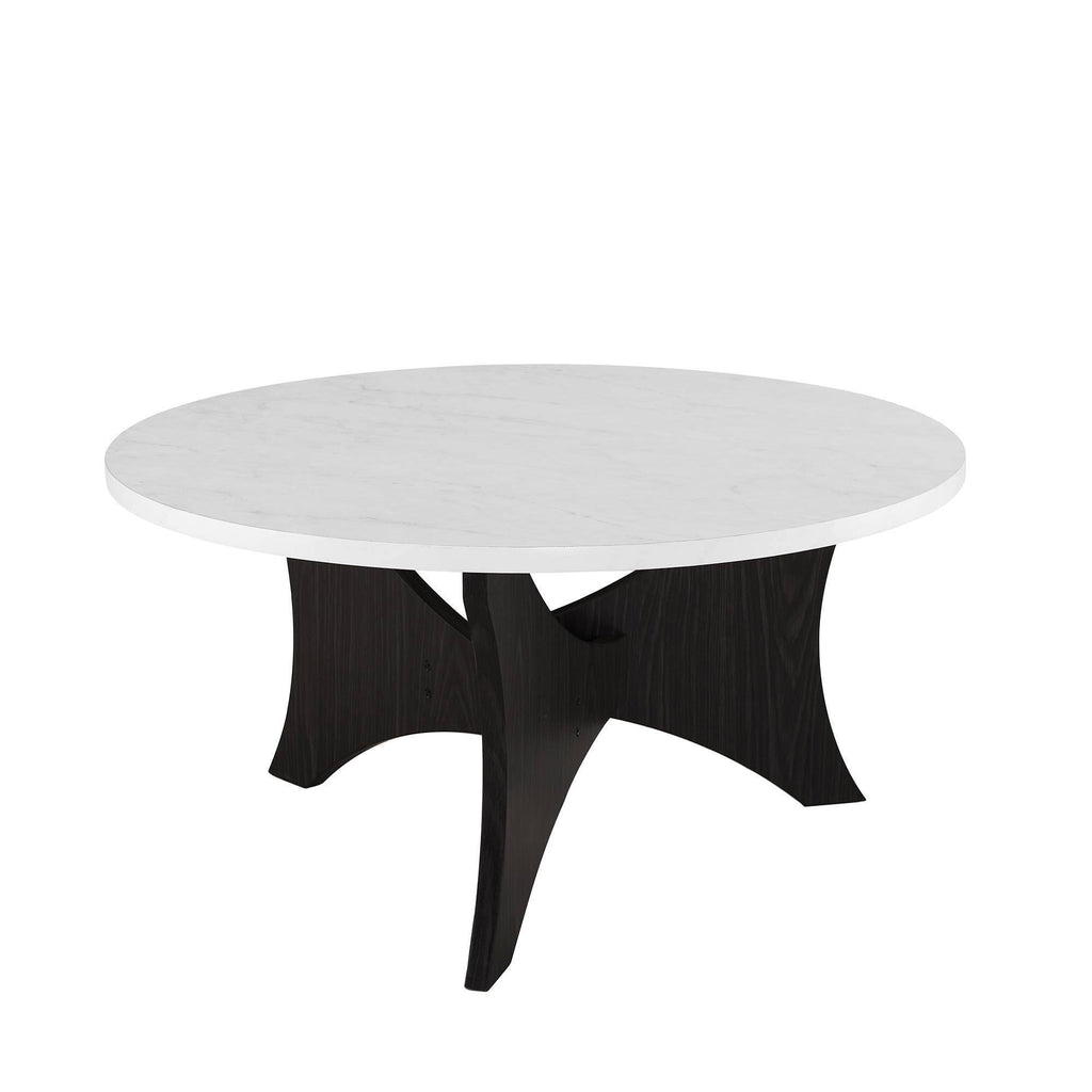 Round Coffee Table Faux White Marble O3042