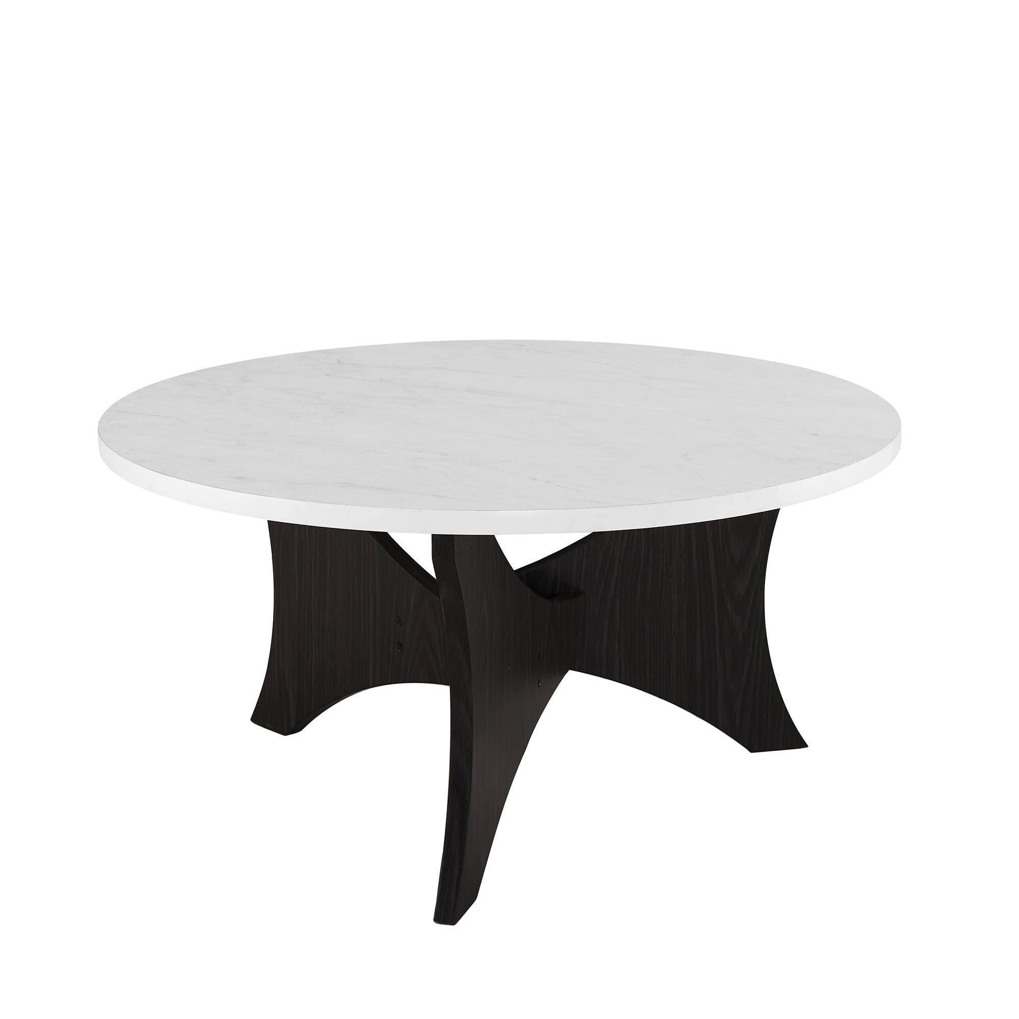 Round Coffee Table Faux White Marble O3042