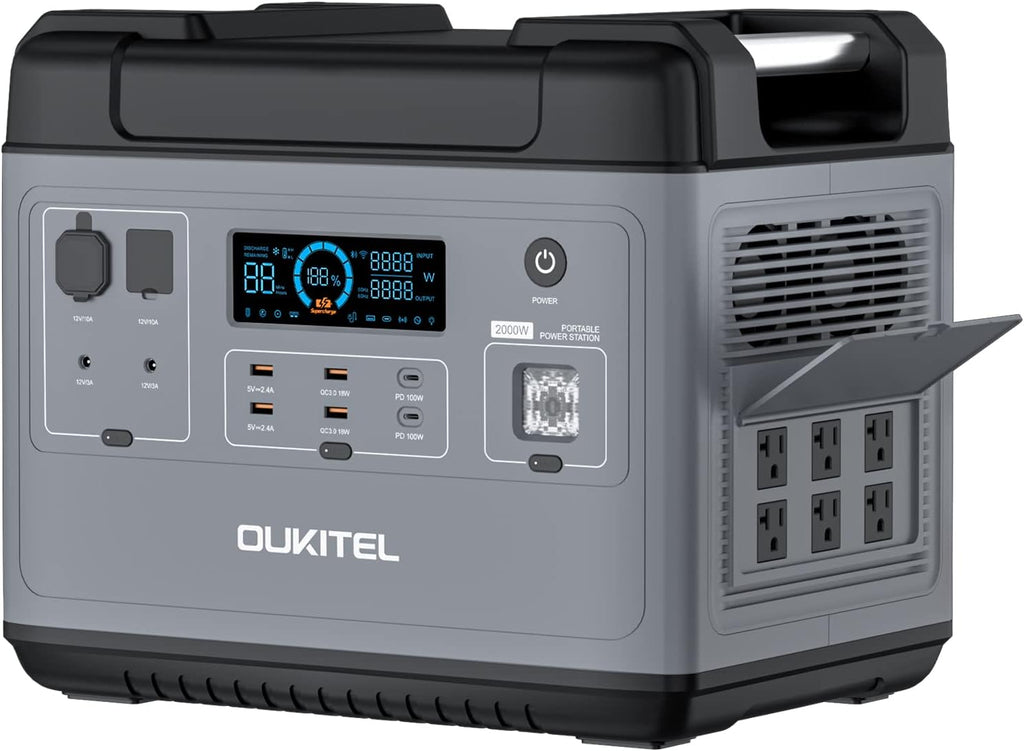 2000Wh LiFePO4 Portable Power Station, 2000W AC Outlets H984520