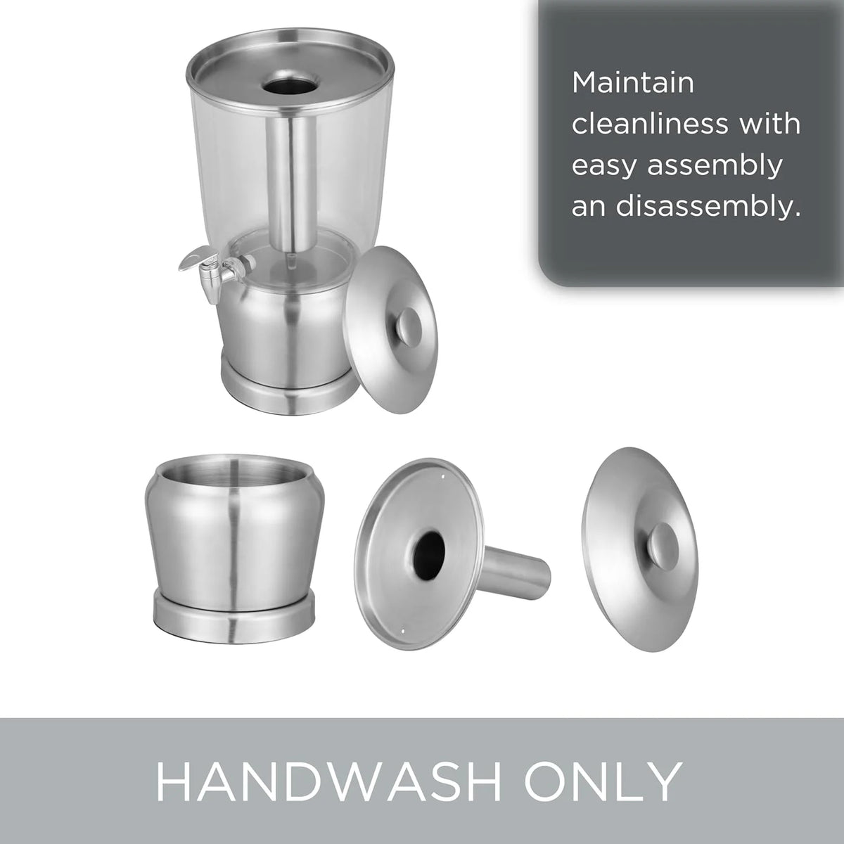 Stainless Steel Beverage Dispenser With Ice Container, Stand & Spigot P79567