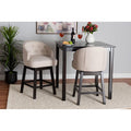 Light Beige Fabric and Espresso Brown Finished Wood 2-Piece Swivel Counter Chair A657