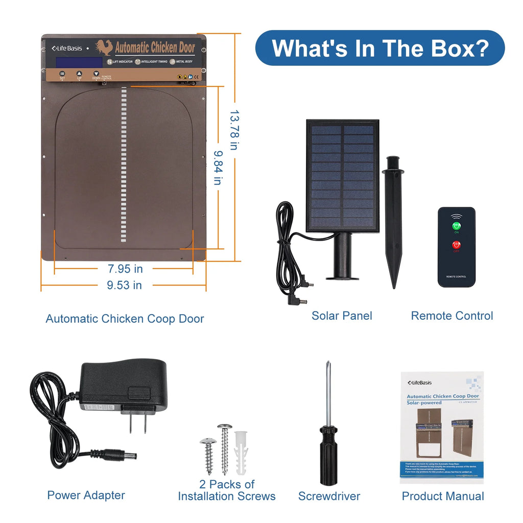 Solar Powered Automatic Chicken Coop Door with Remote Control N84070