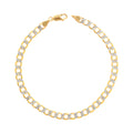14k Yellow Gold Cuban Chain Diamond Cut Two Tone Bracelet K8525