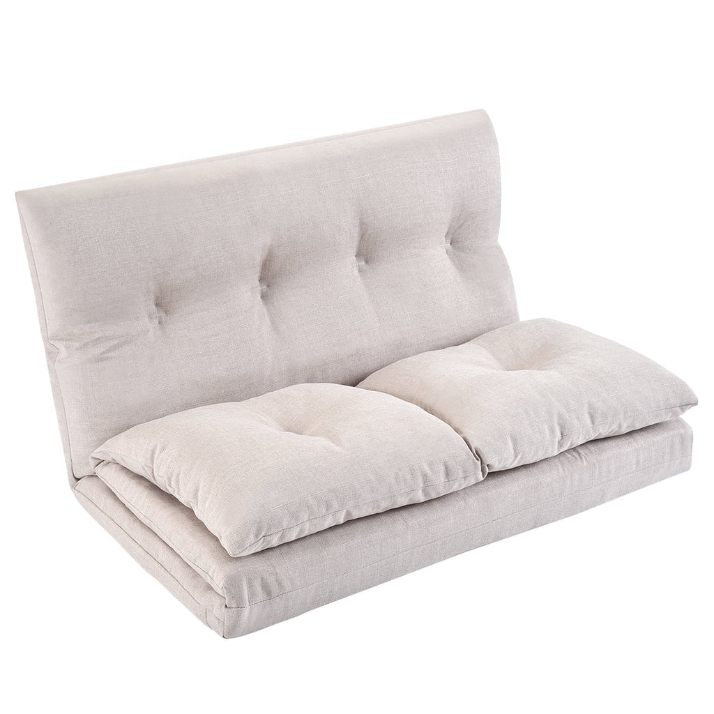 Foldable Double Chaise Lounge Floor Sofa Chair with Two Pillows H414