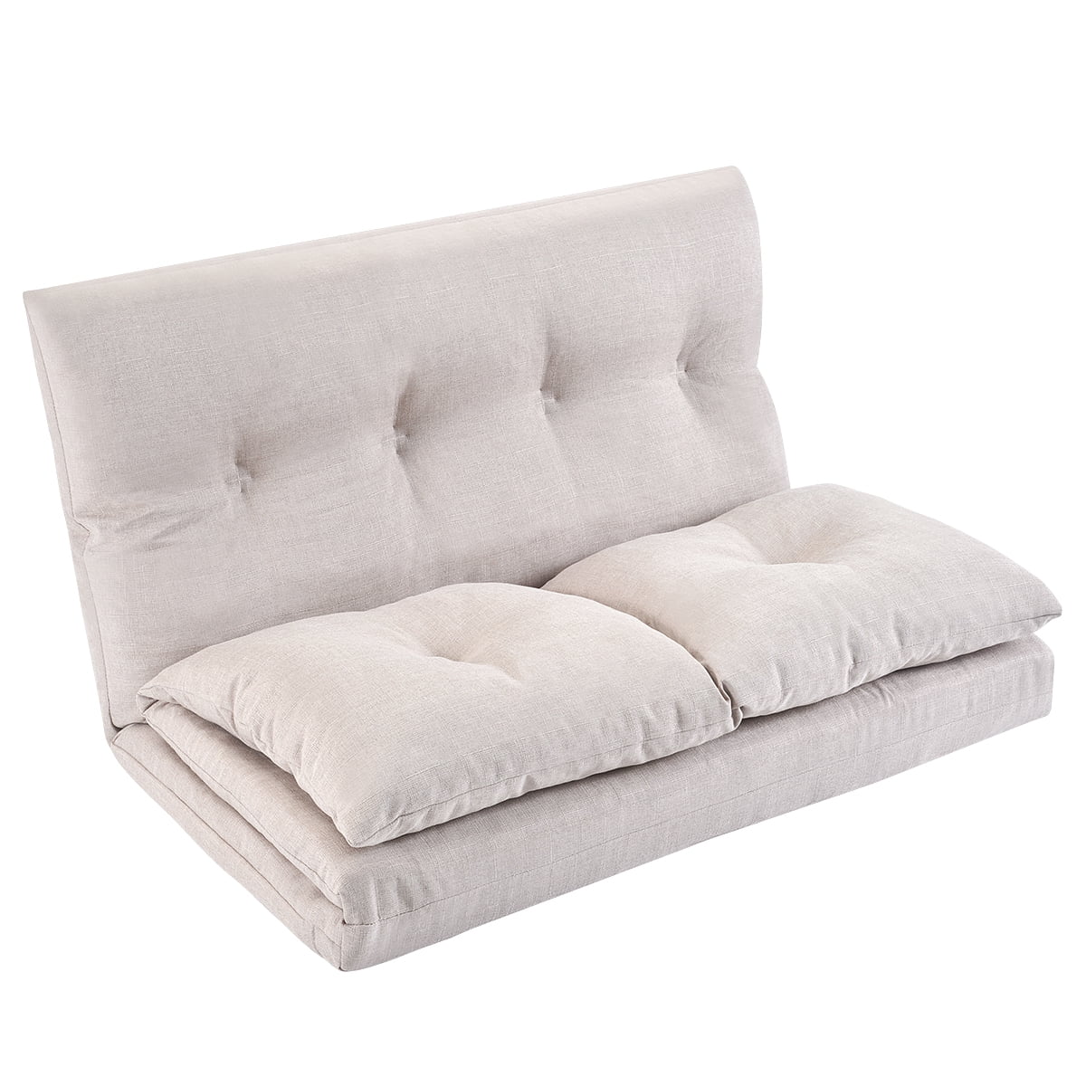 Foldable Double Chaise Lounge Floor Sofa Chair with Two Pillows H414