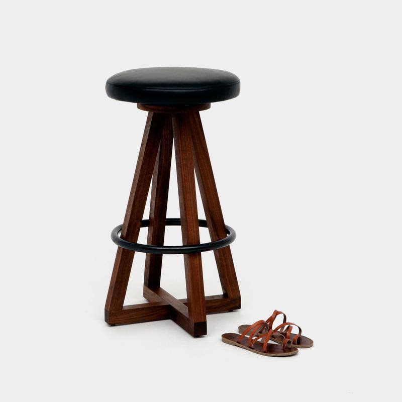 Bleached White Oak Stool with Blackened Steel F8766