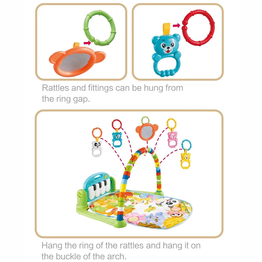Playmat with Hanging Mirror Musical Activity Center Tummy Time Play Mat D548138