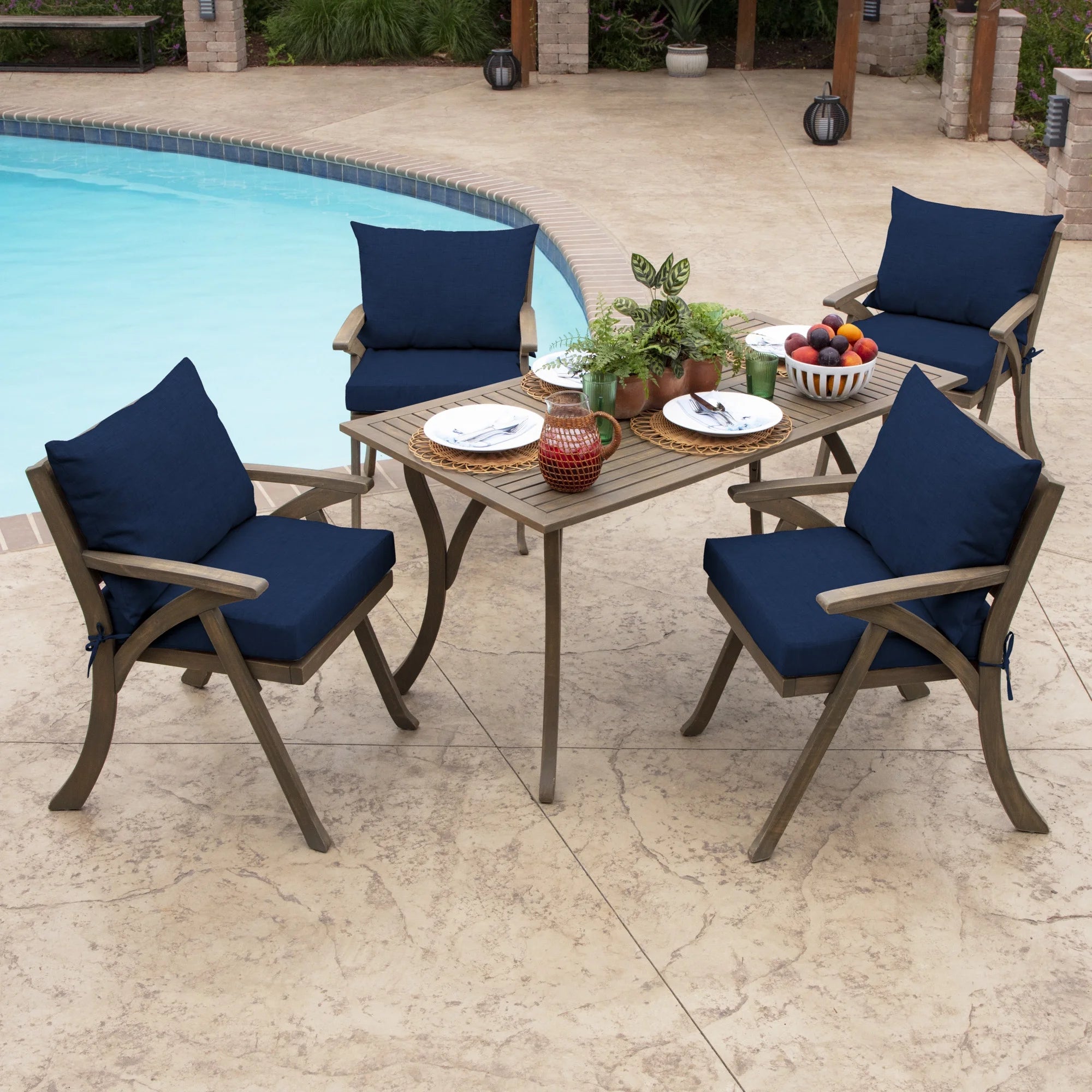 Sapphire Blue Outdoor Dining Chair Cushion Set 21 x 21 X74924