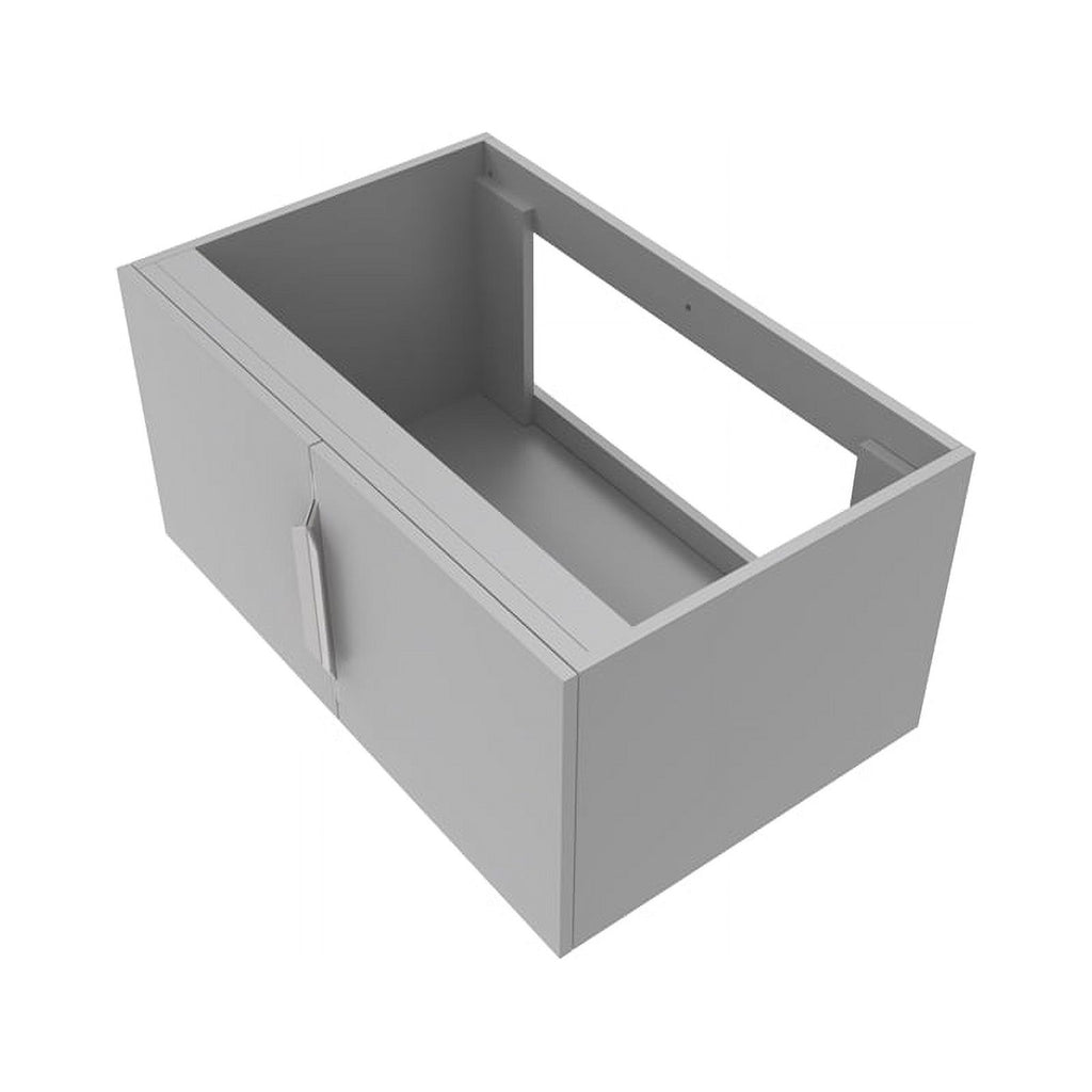 Gray Wood Floating Vanity Base with Drawers F485