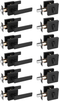 4 Pack Passage Door Lever with Single Cylinder Deadbolt Combination Set in Matte Black P337