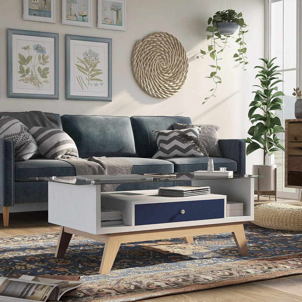 Mid-Century Modern Two-Tone Coffee Table Grey N2200