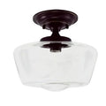 Bronze Semi Flush Mount Light Fixture with Clear Glass Shade T392