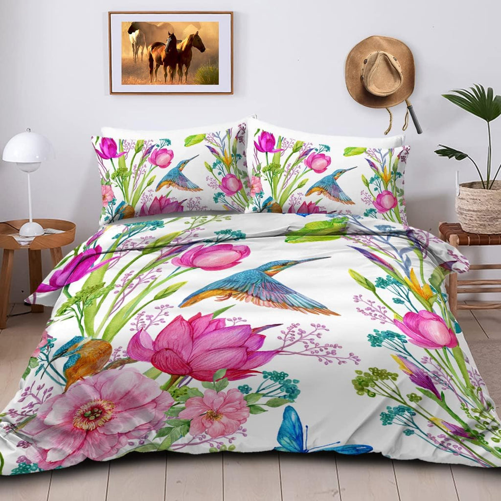 Red Heart Cartoon Farm Animals Duvet Cover Bed Set (Full) S1764