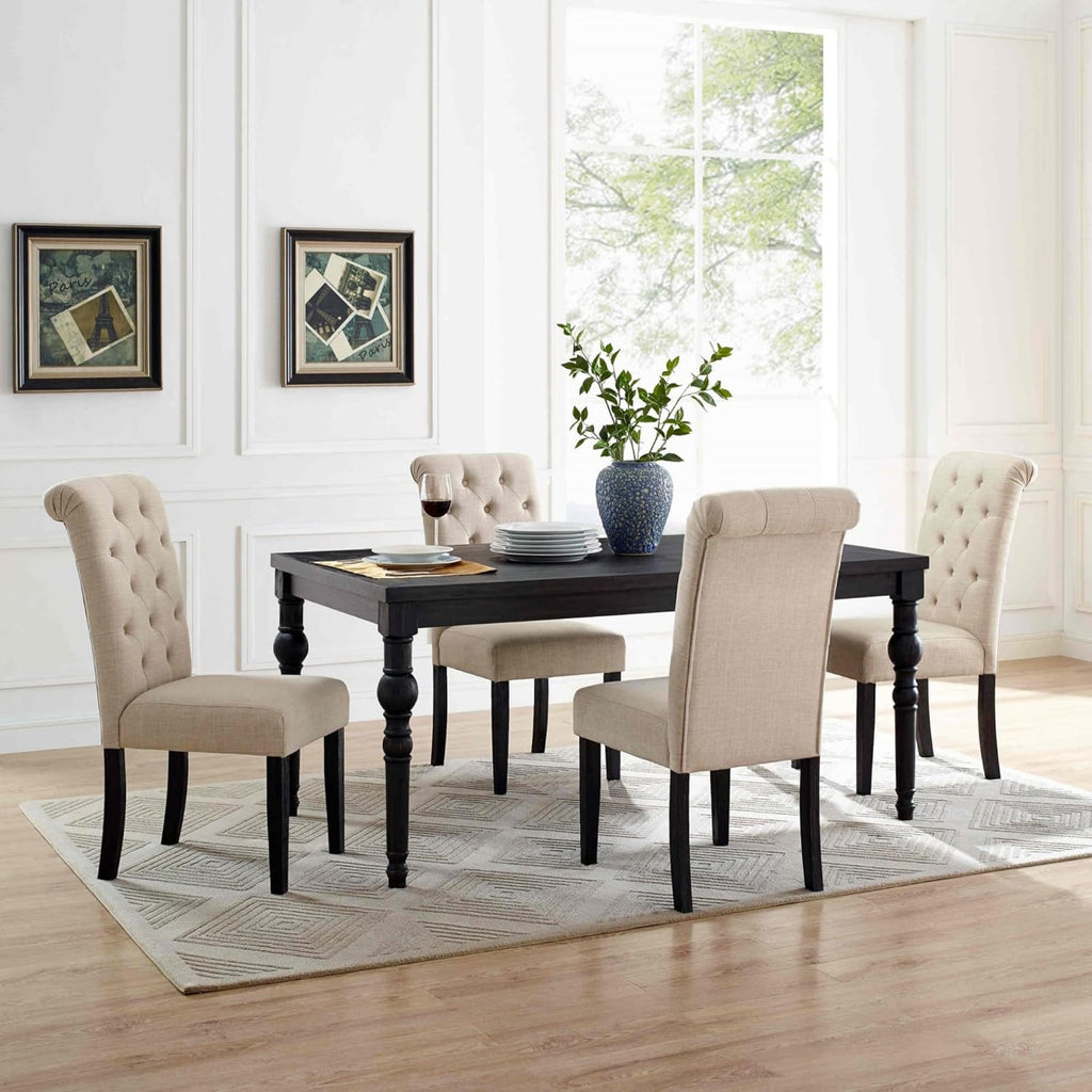 5-Piece Solid Wood Dining Table Set with 4 Upholstered Chairs T5799