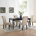 5-Piece Solid Wood Dining Table Set with 4 Upholstered Chairs T5799