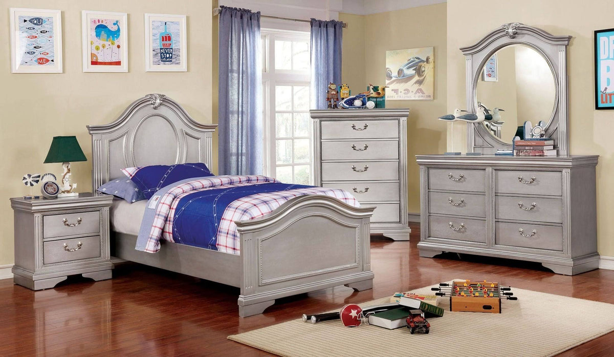 Silver Gray Twin Panel Bed P97367