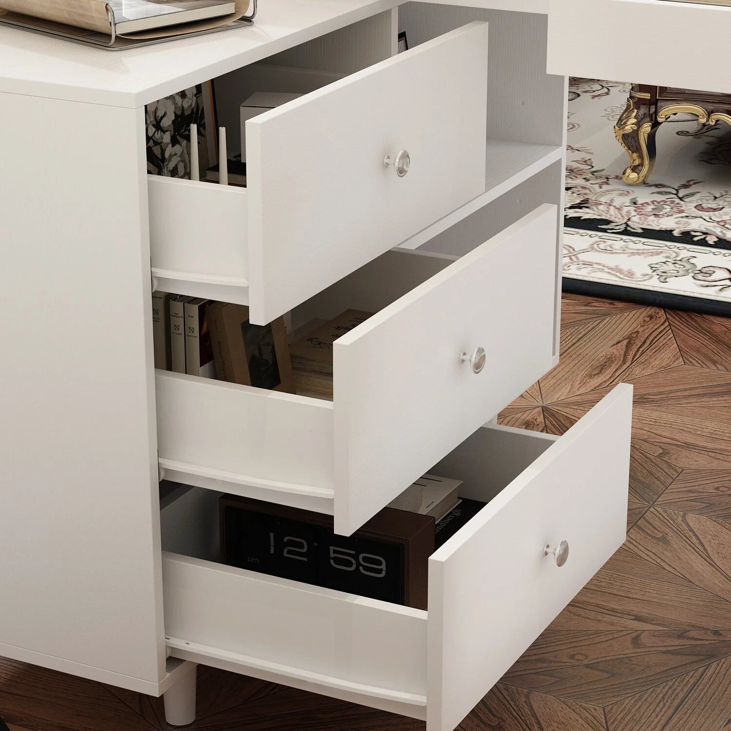 White L Shaped Computer Desk D73398