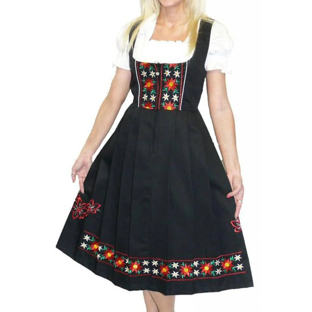 Black Cotton 3 Piece Dirndl Dress J7511