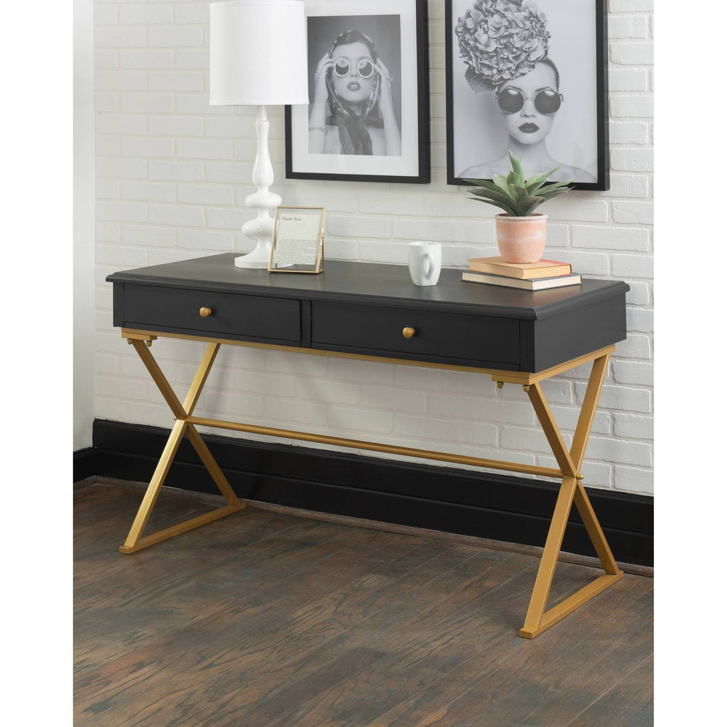 Black Two-Drawer Desk I645