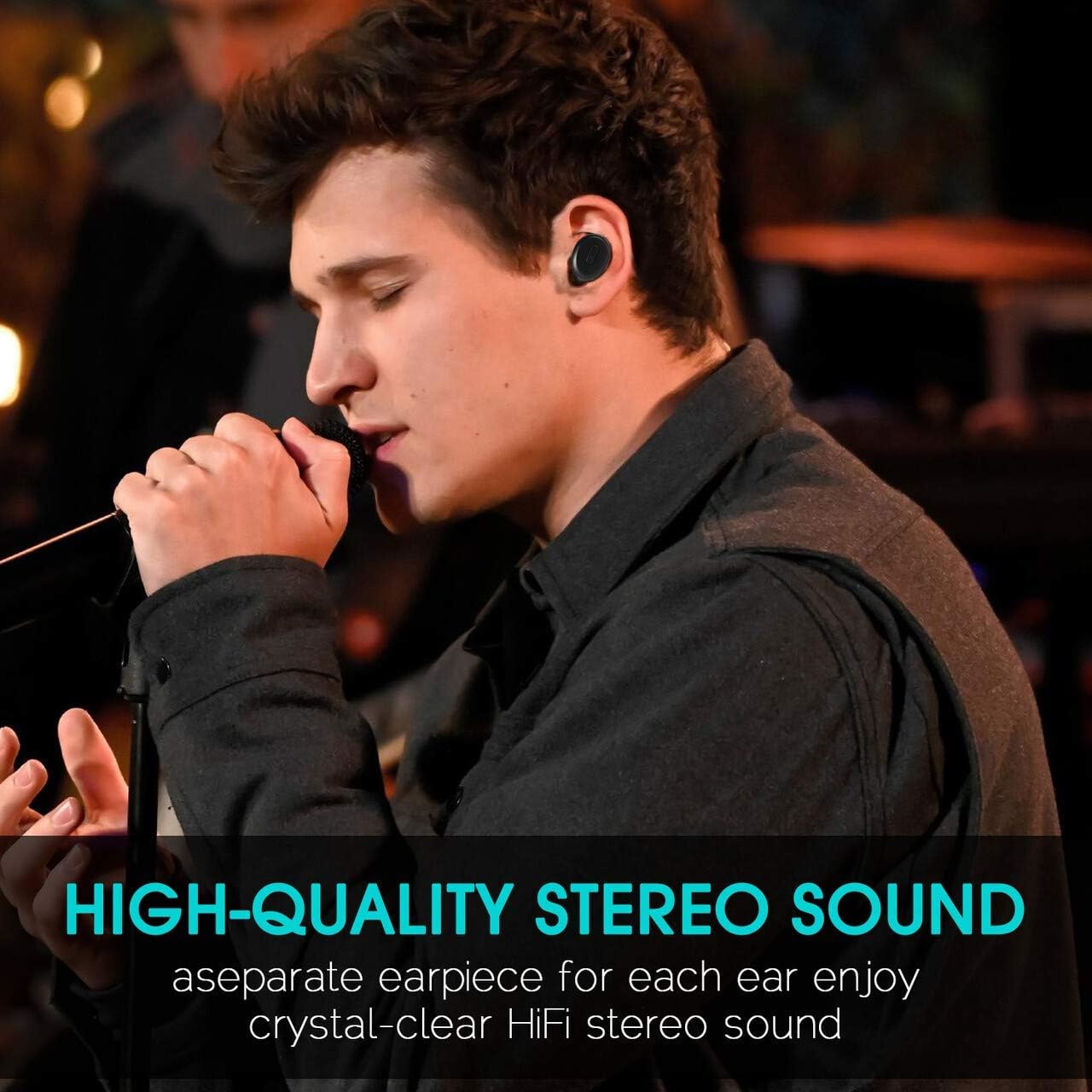 IP68 Waterproof Wireless Bluetooth 5.0 Earbuds with Wireless Charging Case, Pack of 2 X98009