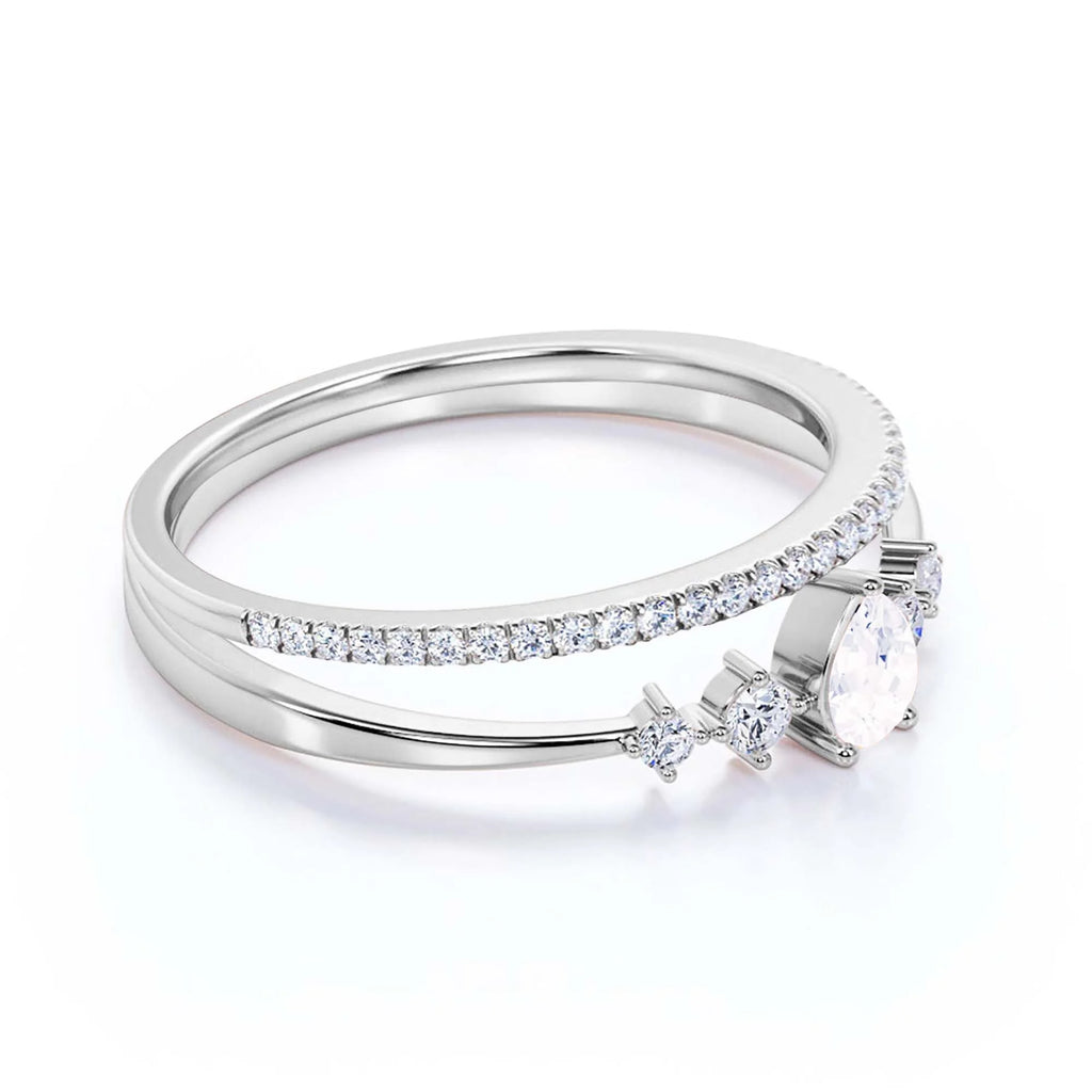 1.55 Carat Pear Diamond Moissanite Engagement Ring in 10k Solid White Gold N871