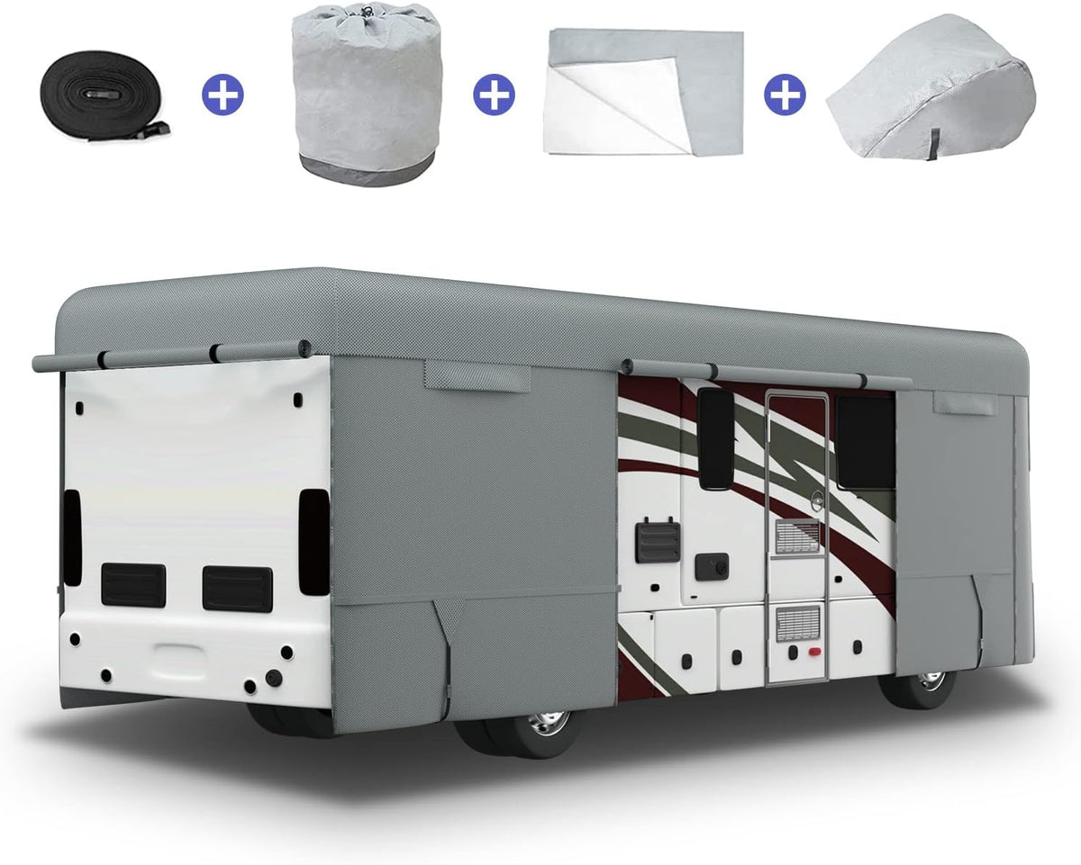 RV Cover for 37' to 40' Motorhome with 2Pcs Extra Straps K78913