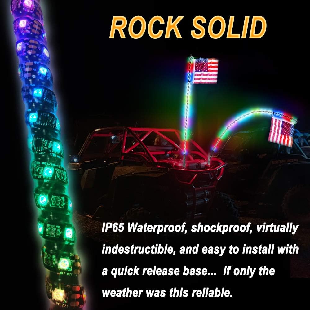 2PCS 3FT RGB LED Whips Light for Off-Road Vehicle ATV UTV Jeep Trucks I457288