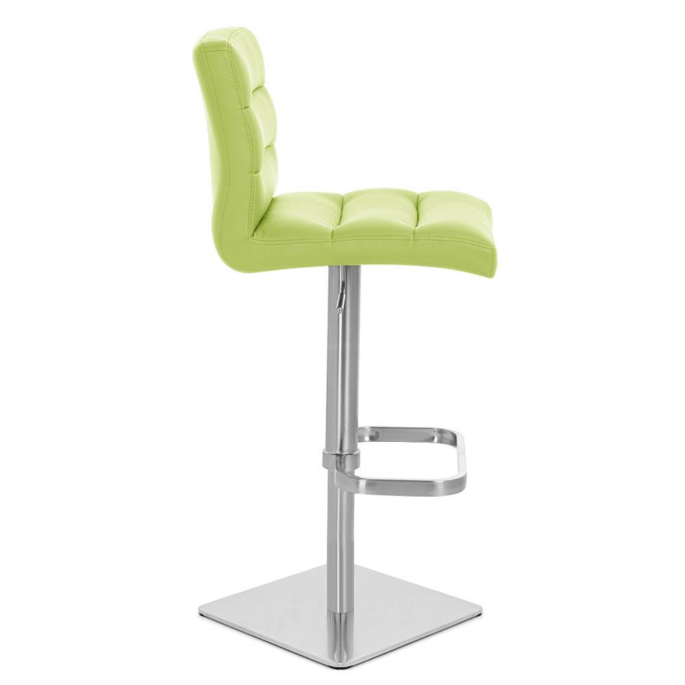 Lime Green Square Base Adjustable Height Swivel Armless Bar Stool Y91365