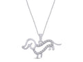 White Cubic Zirconia Dachshund Dog Pendant Necklace in 14k White Gold Over Sterling Silver with 18" Silver Chain Y3122