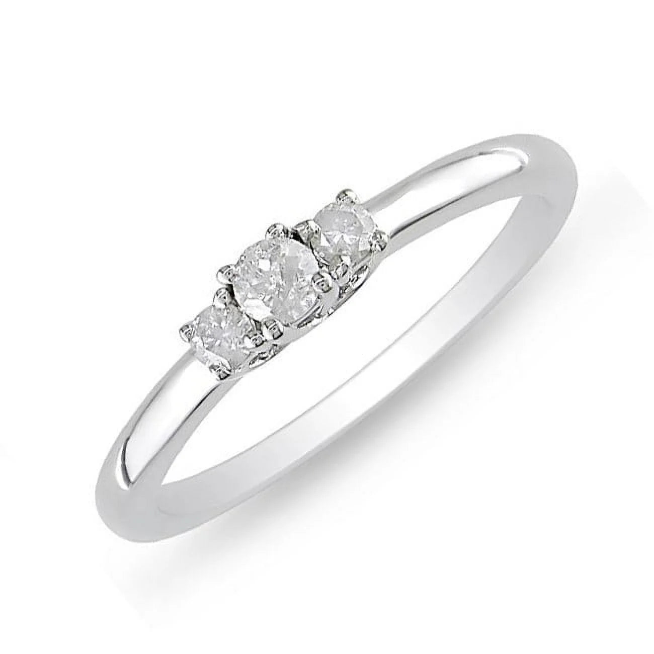 Three Stone Engagement Ring Half Carat Round Cut Diamond on Gold A6865