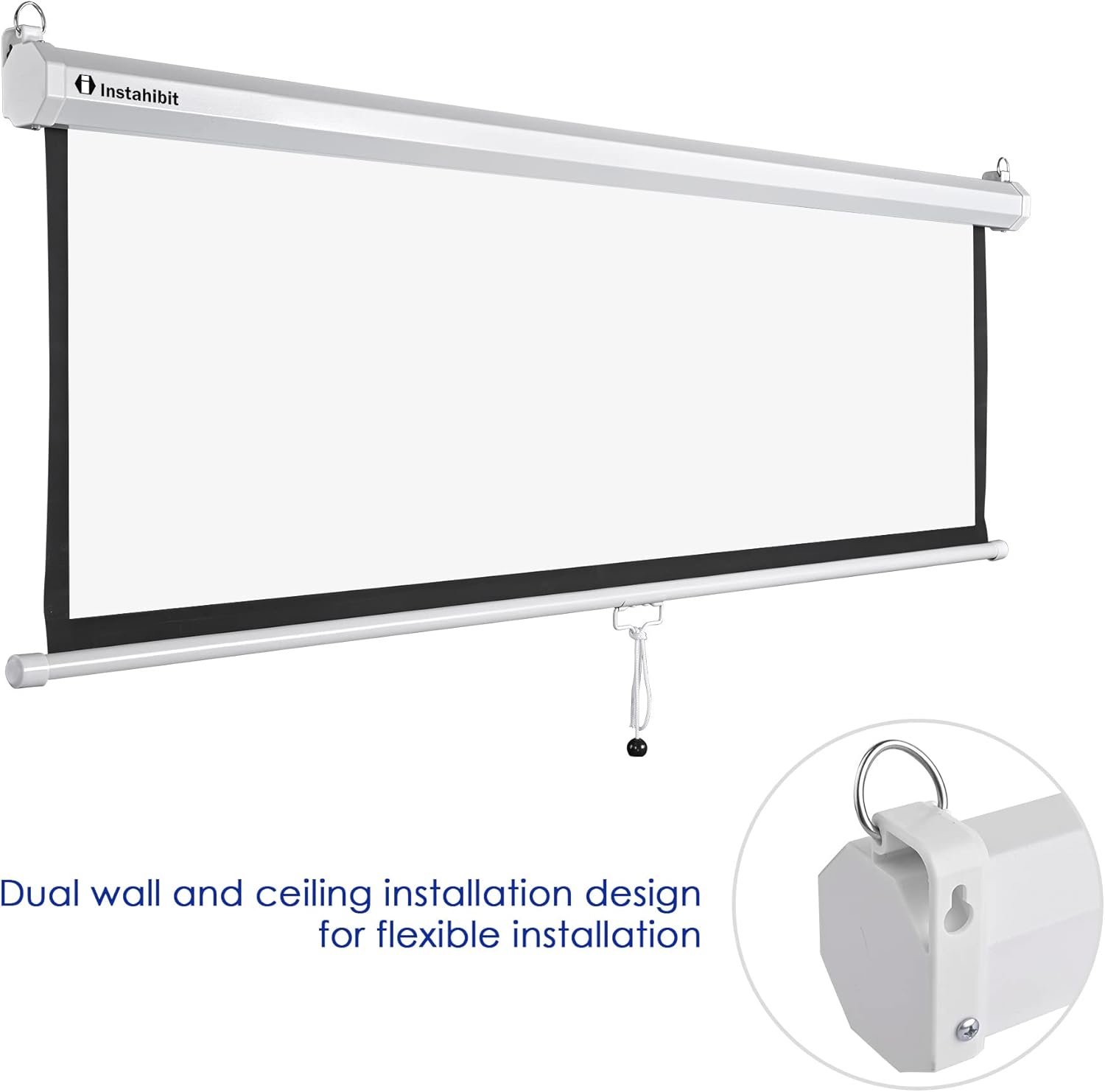 72" Diagonal 4:3 Manual Pull Down Projection Screen Matte White F863