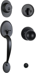 Iron Black Keyed Entry Door Handleset with Deadbolt and Knob Handle A85492