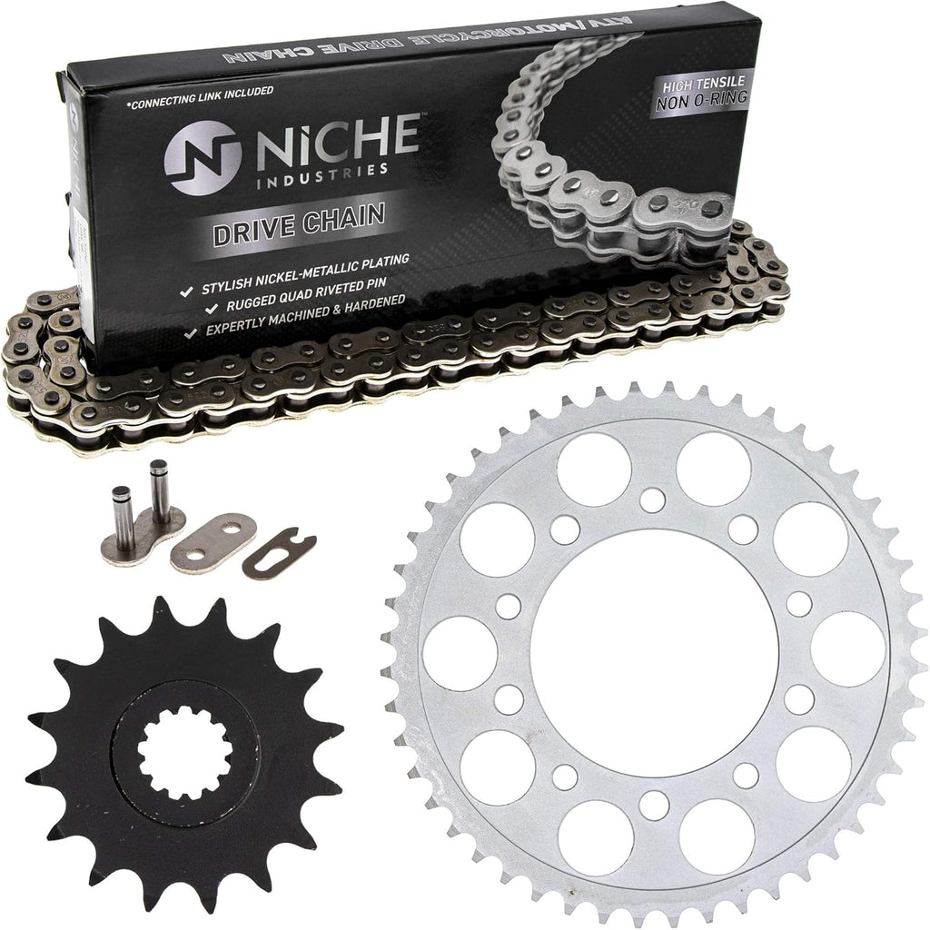 Drive Sprocket Chain Combo Front 16 Rear 48 Tooth 520NZ Standard 116 Links Pack of 2 D8155