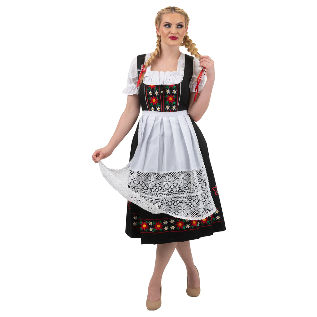 Black Cotton 3 Piece Dirndl Dress J7511
