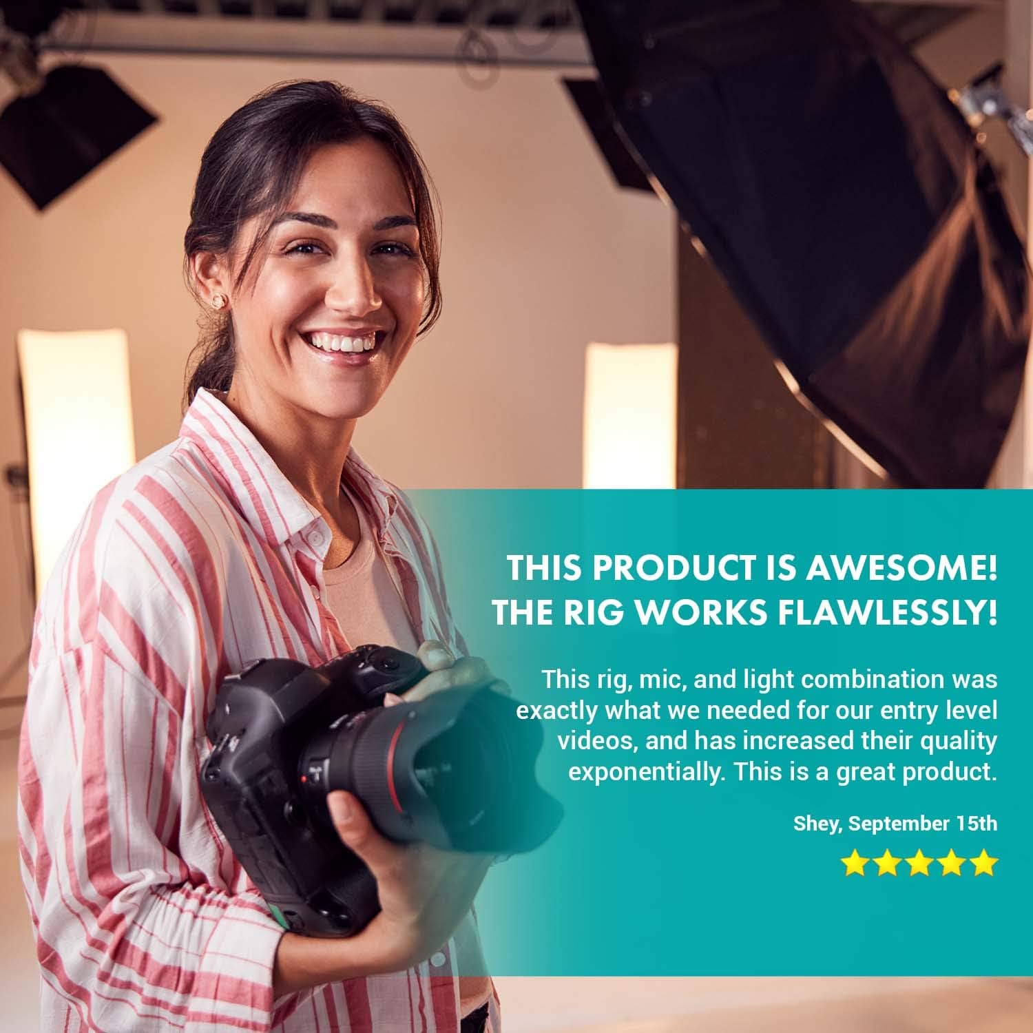 U Grip Handle with Built-in Stereo Microphone, LED Light, and Camera Accessories S146