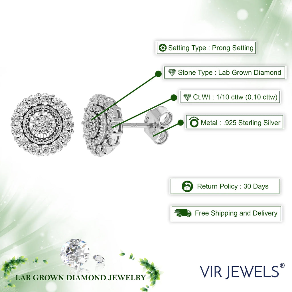 1/10 CTTW Lab Grown Diamond Stud Earrings in .925 Sterling Silver T840
