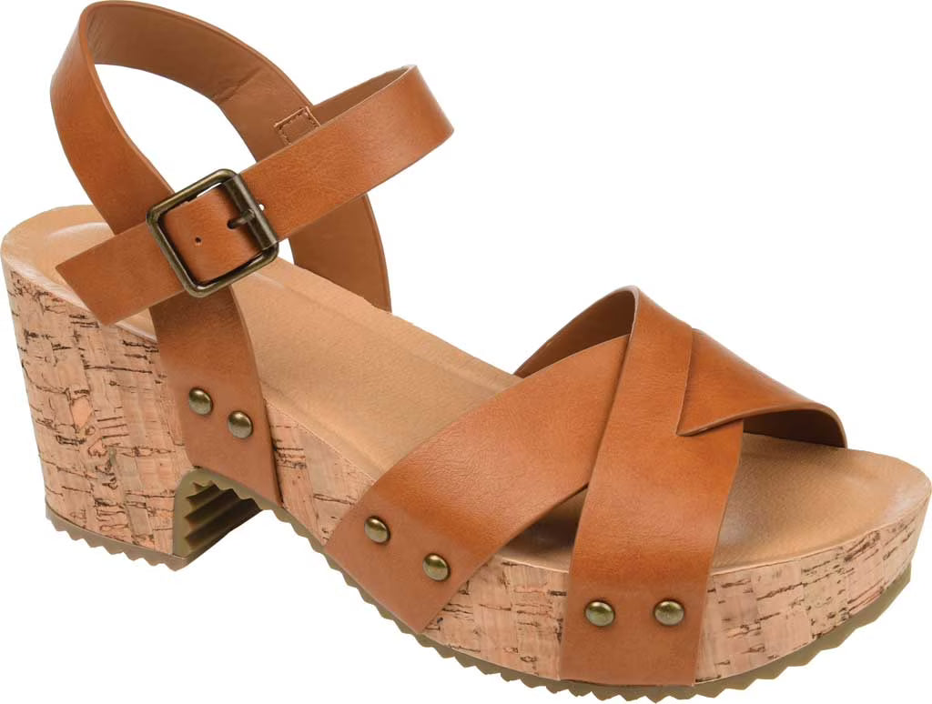 Tan Faux Leather Platform Sandal I419588