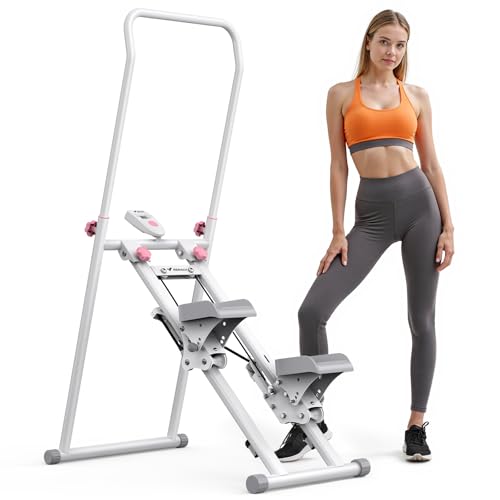 Compact Folding Vertical Climber Machine with Adjustable Handlebar & Pedals W835067