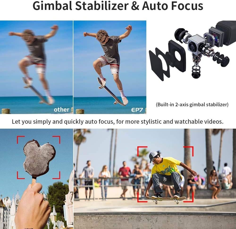 4K 60FPS Head-Wearable Video Camera with Gimbal Stabilizer and 64GB Micro SD Card D461458