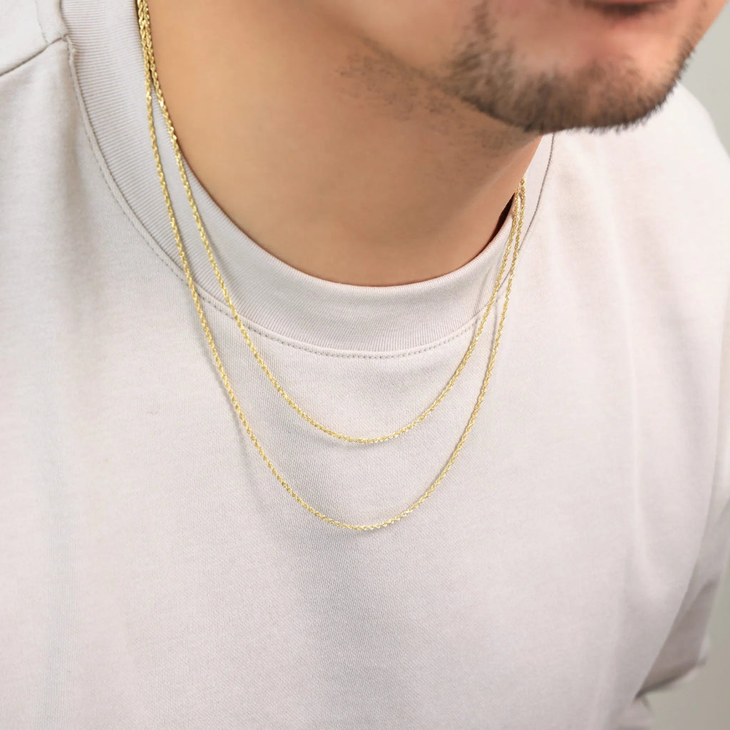 14k Yellow Gold 1.5mm Rope Chain Diamond Cut Necklace 16" - 24" F679