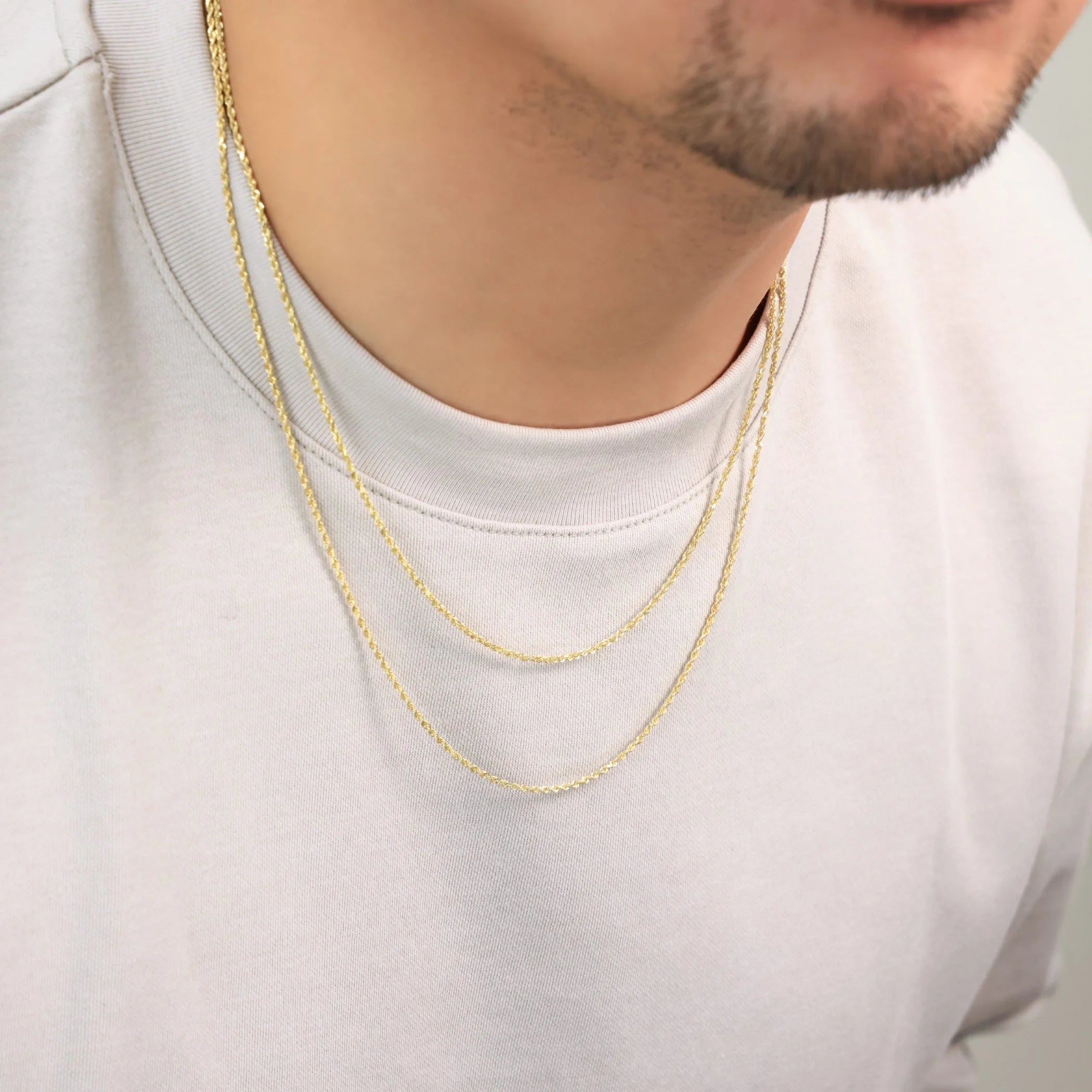 14k Yellow Gold 1.5mm Rope Chain Diamond Cut Necklace 16" - 24" F679