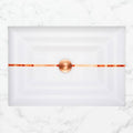 White Glass Rectangular Sink with Copper Accent S856