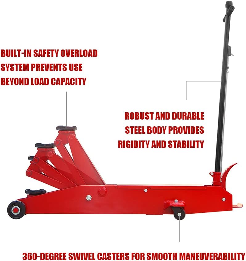 Red Hydraulic Heavy Duty Floor Jack with Foot Pedal Y161902