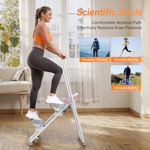 Compact Folding Vertical Climber Machine with Adjustable Handlebar & Pedals W835067