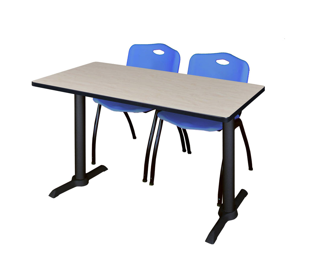 Grey Training Table and 3 Blue Stack Chairs I3807
