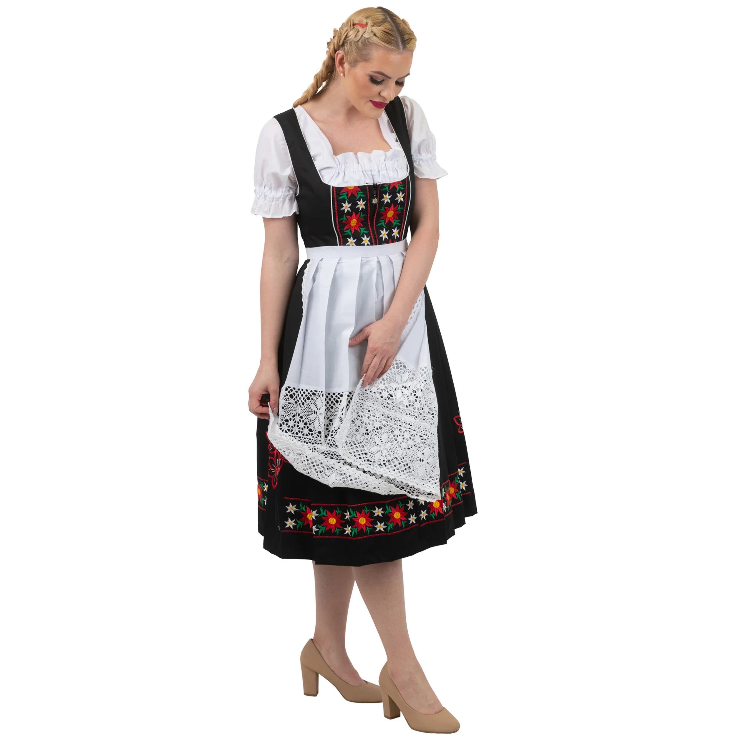 Black Cotton 3 Piece Dirndl Dress J7511