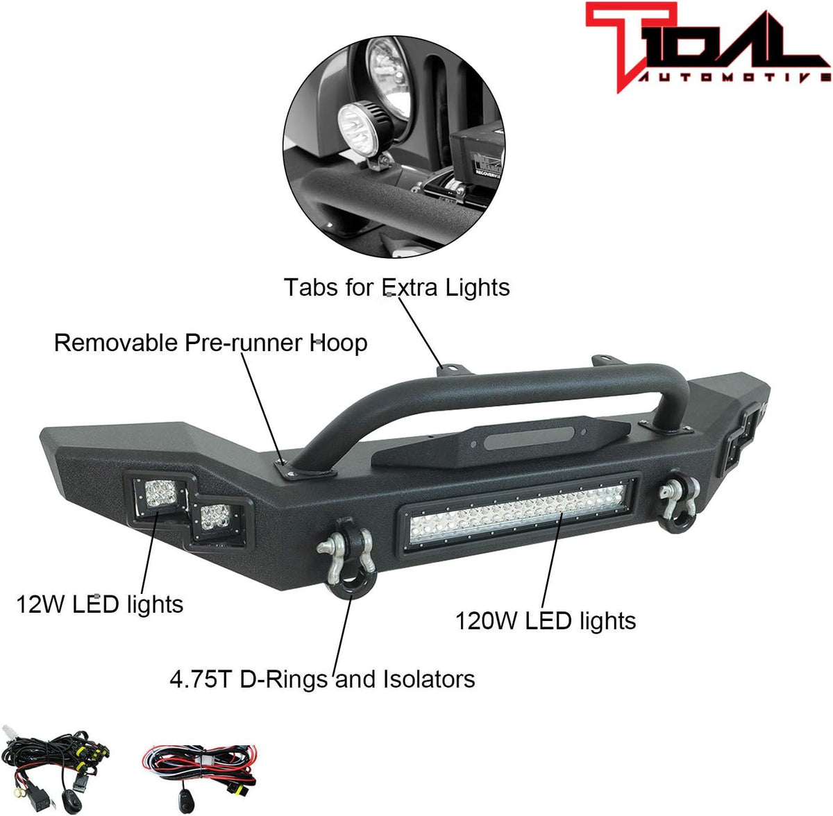 LED Front Bumper with Winch Plate for Wrangler JK Z26475