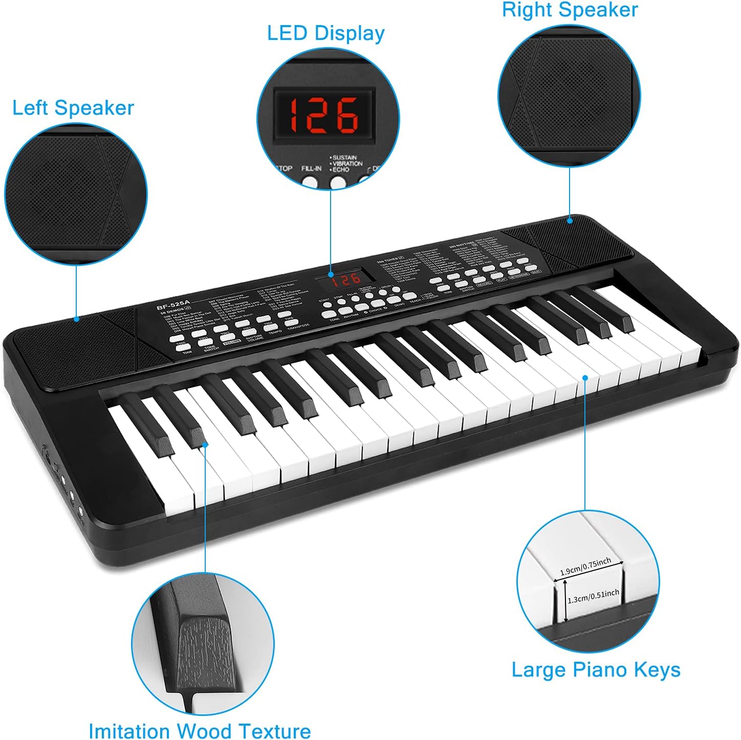 Black Pack of 2 Portable Electronic Piano Keyboard J1554